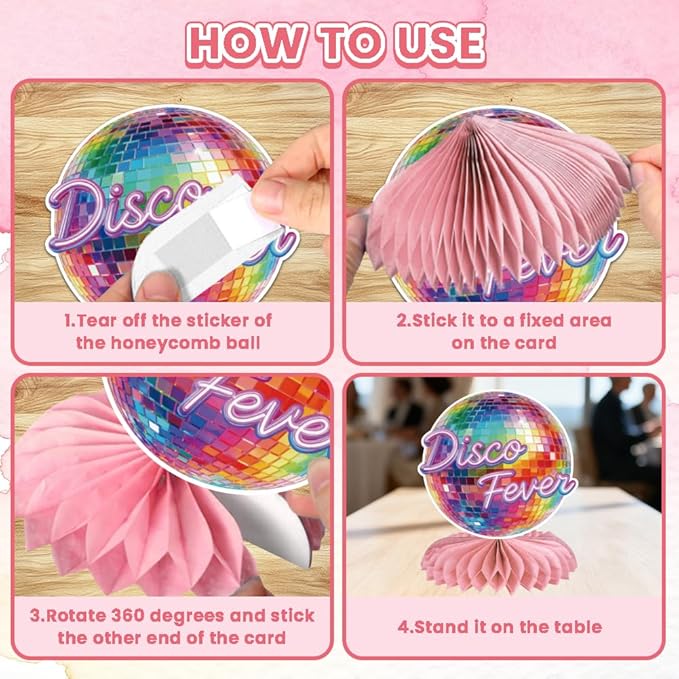 ANATTASOUL 12PCS Table Honeycomb Centerpieces Vintage Disco Birthday Party Decorations for Table, 7.48"*6.2" Honeycomb Decorations for Wedding, Christmas, Anniversary, Home Decor