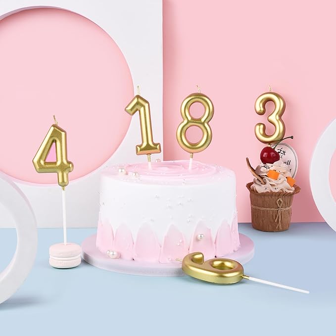2.76 Inch Classical Gold 70 Number Birthday Candles, Gold Number Candles, Cake Number Candles, Party Celebration