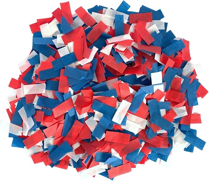 Confetti Sky [6 Pack] 12 Inch Confetti Cannons | Confetti Poppers for America 250, July 4 parade, Wedding Celebration, Birthday Party, Pranks, (red,white,blue)