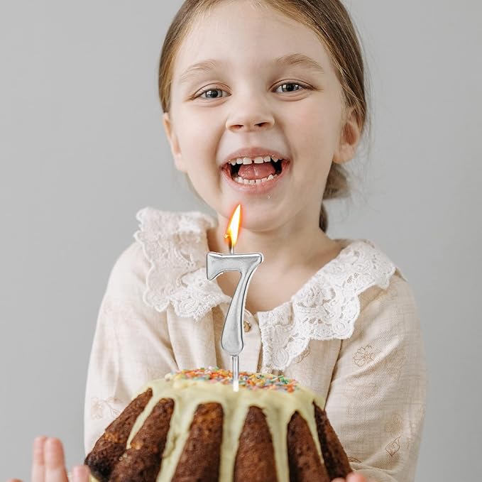 10-Piece Number Birthday Candles - Glitter Cake Topper Decoration for Birthday and Wedding Parties