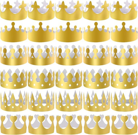 SIQUK 48 Pieces Paper Crowns Gold Paper Party Crown Hats King Crown for Kids and Adults