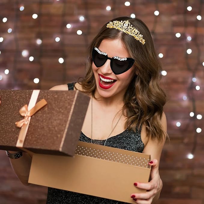 KICOSY 3PCS Birthday Baddie Sash, Crystal Crown and Sunglasses Funny Baddie Outfits Birthday Party Accessories