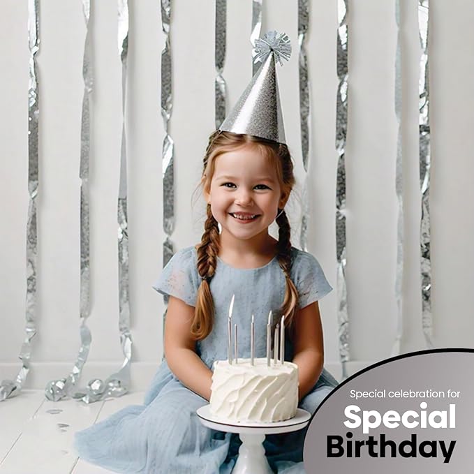 Captain Décor 4 Crepe Paper Streamers Rolls, 328ft Pack of 4 Silver Streamers for Party Decorations, Birthday Streamers, Party Streamers for Wedding Decoration (1.8 inch x 82 ft/Roll)…