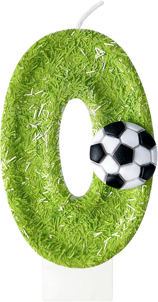 0th Birthday Candles，Soccer Birthday Decorations，Suitable for Girl and boy Cake Toppers, Wedding Cakes, Anniversaries, Party Celebrations, Birthday Decorations (Number 0)