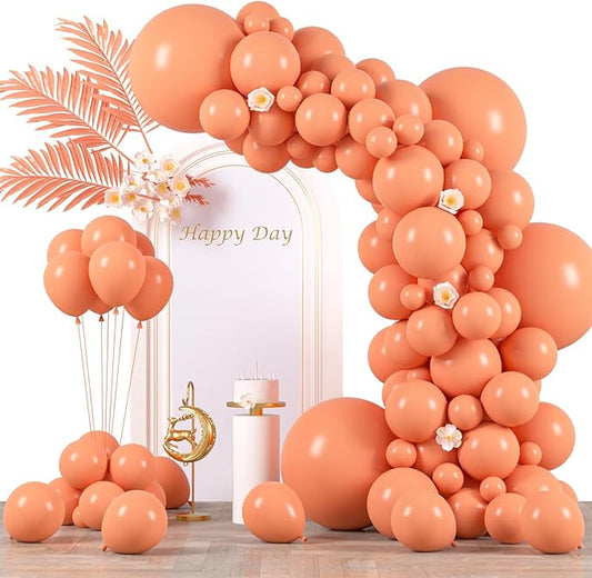 Voircoloria 130pcs Peach Balloons Different Sizes 18" 12" 10" 5" Pastel Orange Latex Balloon Garland Arch Kit for Birthday Baby Shower Graduation Wedding Gender Reveal Anniversary Party Decorations