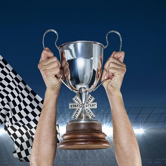 10 Pack Racing Checkered Ribbon Set, 3/8" x 3 Yards Each Grosgrain Ribbons, Car Theme Variety Patterns for Party Decorations, DIY Crafts, Hair Bows, Gift Wrap