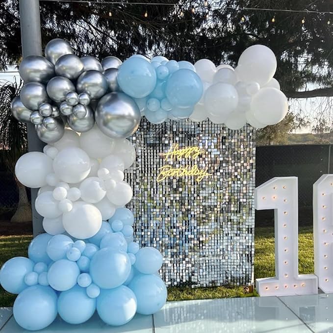 Awenztech 120pcs Light Blue Balloon Arch Kit, 18 12 10 5 inch Pastel Baby Blue Latex Balloons Different Sizes Balloon Garland for Graduation Baby Shower Gender Reveal Birthday Party Decorations