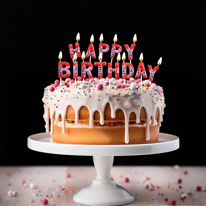 13PCS TNT Themed Letter Candles Happy Birthday Candles for Boys Girls, Craft Pixels Cake Topper, TNT Birthday Cake Decorations,Pixel Birthday Cake Candle,Kids Themed Party Supplies (a Set -13pcs)