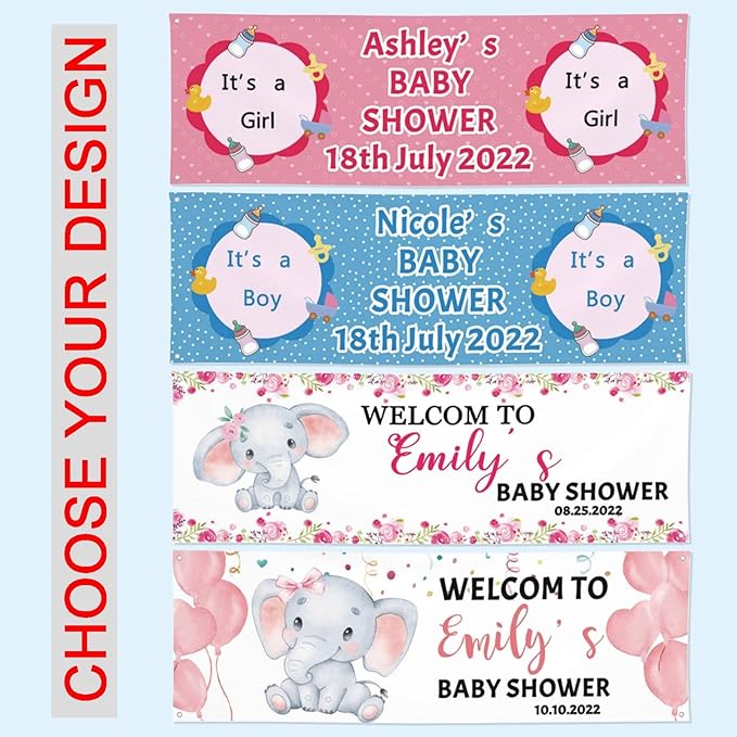 Baby Shower Banner Personalized Name Date Custom Baby Shower Banners and Signs Customize for Party Decoration 6'x2'