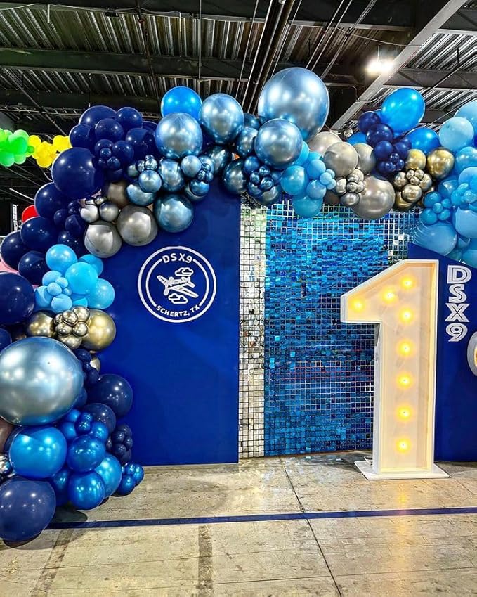 Bezente Blue Balloons Set,60pcs 12 inch Metallic Blue Pearl Blue Navy Blue Pastel Blue Latex Balloons Kit for Birthday,Baby Shower,Wedding,Graduation Party Decorations