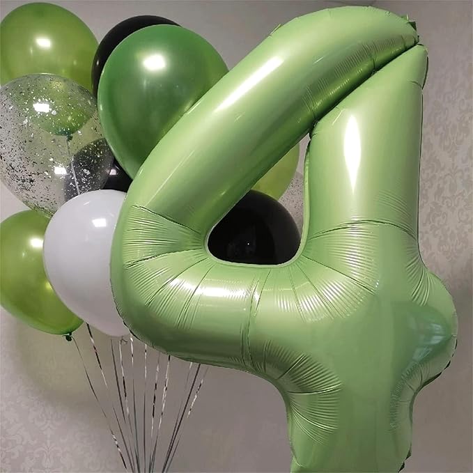 Sage Green 1 Balloons, 40 Inch Giant Olive Green Helium Foil Number 0-9 for Girls, Self Inflating 1st Birthday Balloon for Boys Women Anniversary Baby Shower Jungle Safari Party Decorations Supplies