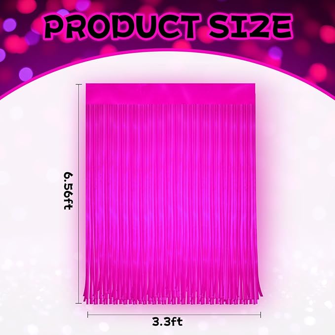 4 Pack Glow in The Dark Curtains Party Supplies 6.6 x 3.3 Ft Glow Tinsel Foil Fringe Curtains Purple Photo Booth Prop Backdrop Streamer for Birthday Holiday Neon Party Decorations