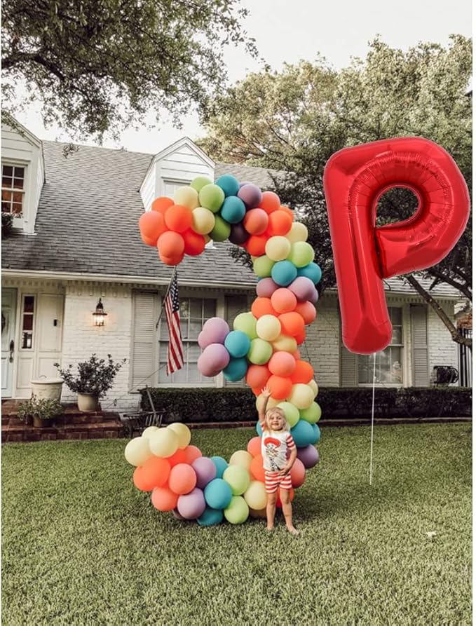 TONIFUL 40 Inch Large Bright Red Letter Balloons A-Z, Giant Jumbo Helium Foil Mylar Big Letter P Balloons for Birthday Party Anniversary Wedding Decorations