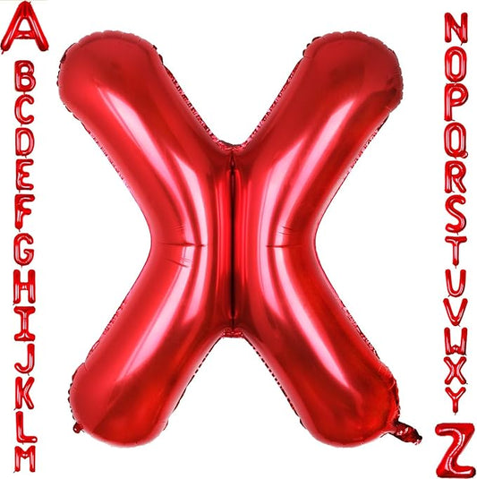 AULE red Letter Balloons X 40Inch Large Giant big Foil Mylar red X Balloon for Birthday Aniversary Party Decorations