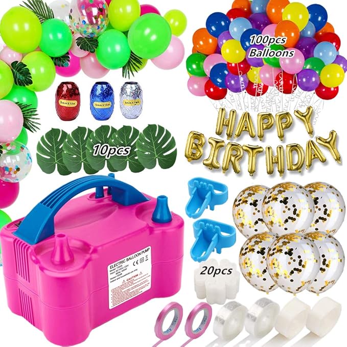 Balloon Pump, Portable Dual Nozzle Ballon Inflator Pump For Balloons 110V 600W Electric Air Pump Blower, Balloon Arch kit &Balloon Garland kit, Balloons For Parties/ Birthday Balloons Set (large)