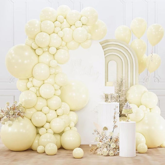 PartyWoo Pastel Yellow Balloons 155pcs Different Sizes of 18 12 10 5 Inch Light Pale Yellow Balloon Arch Kit Garland for Baby Shower Easter Little Cutie Bee Birthday Party Decorations Yellow-Q07