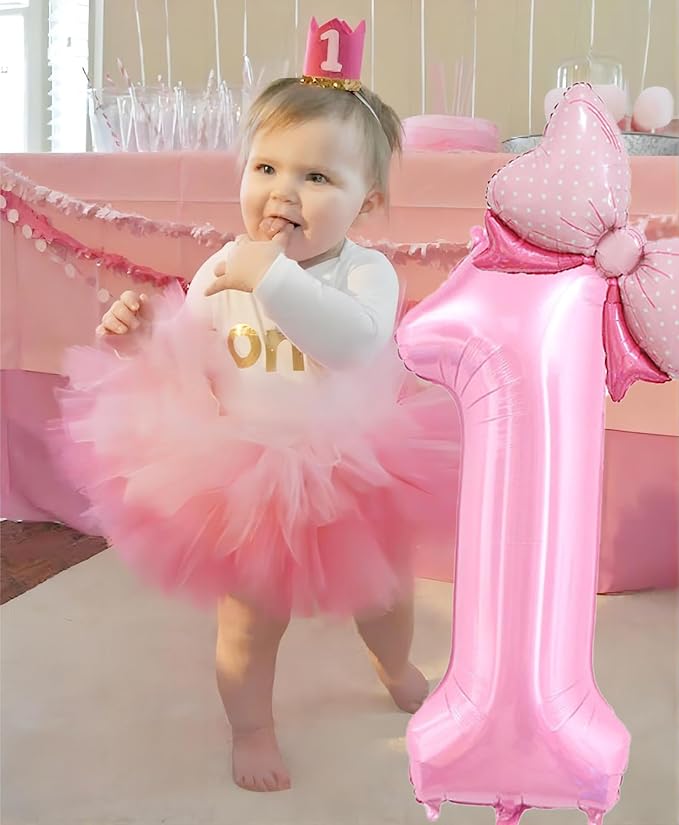 40 inch Number 11 Balloon with Bow Pink Happy Birthday Jumbo Number Balloons for Girls Daughter Birthday Decorations Party Supplies (Pink Number 11)
