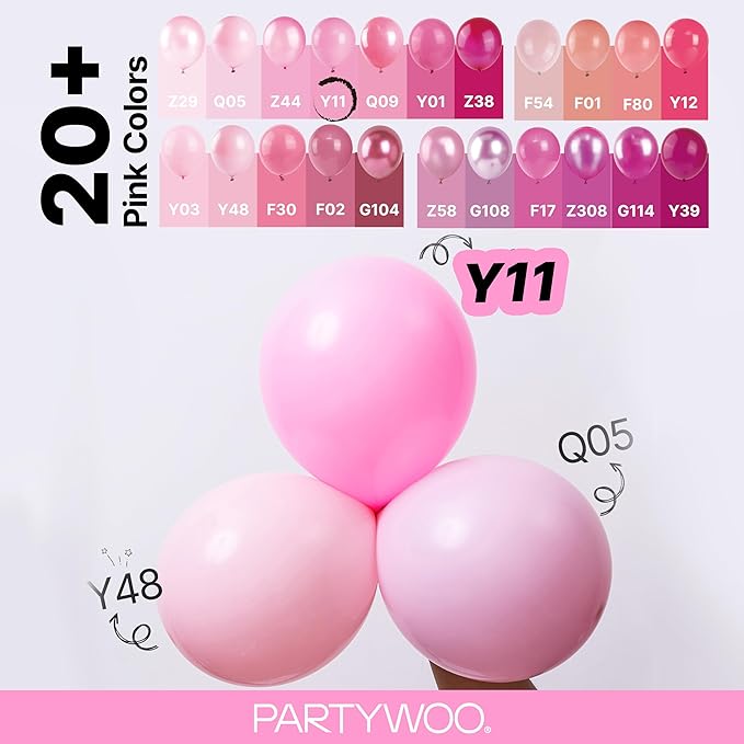 PartyWoo Pink Balloons 99pcs Different Sizes of 36 18 12 10 5 Inch Matte Pink Balloon Arch Kit for Baby Shower Gender Reveal Princess Bachelorette Engagement Birthday Party Decorations Pink-Y11