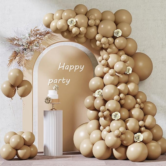 RUBFAC 87pcs Light Brown Balloons Different Sizes 18 12 10 5 Inches, Premium Party Latex Balloons Arch Kit Garland for Birthday Wedding Graduation Baby Shower Party Decoration