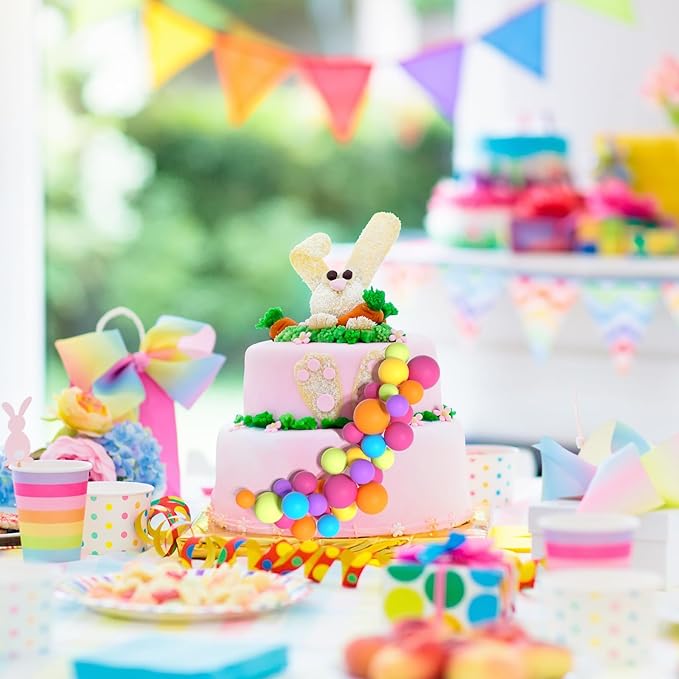 138 Pcs Balls Cake Topper Decorations Balloon Cupcake Toppers Foam Multisize Cake Topper Balls for Birthday Party Wedding Anniversary(Yellow,Blue,Rose,Green,Purple)
