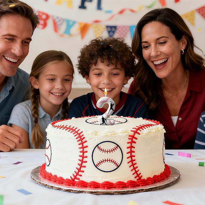 Baseball Birthday Number Candle, Number 2 Candles for Cake Topper, Ideal Birthday Parties Cake Decor, Wedding Anniversary and Other Celebrations (Candle 2)