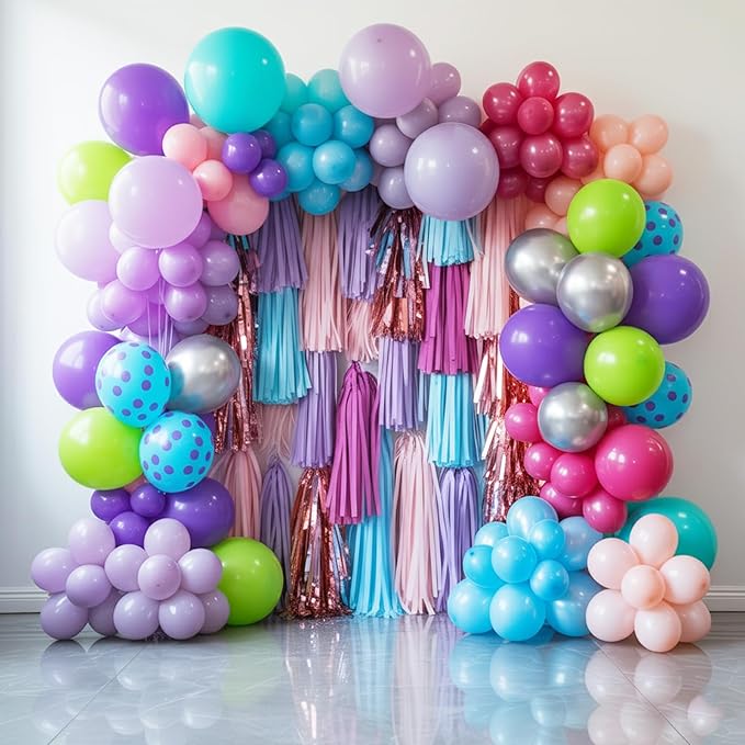Pink Blue Purple Balloons, Pack of 50 12 inch Balloon with Metallic Silver Purple Teal Green Balloons for Magic Theme Birthday Baby Shower Party Decorations Supplies