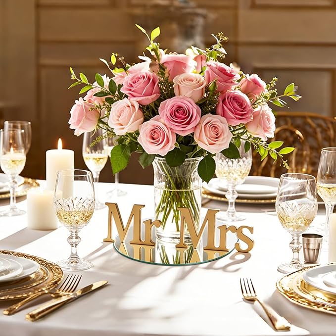 14PCS Round Mirrors for Centerpieces for Tables 8inch Acrylic Wall Mirrors 10" Circle Mirror Candle Mirror Trays Plates for Wedding Birthday Christmas Party Table Decorations