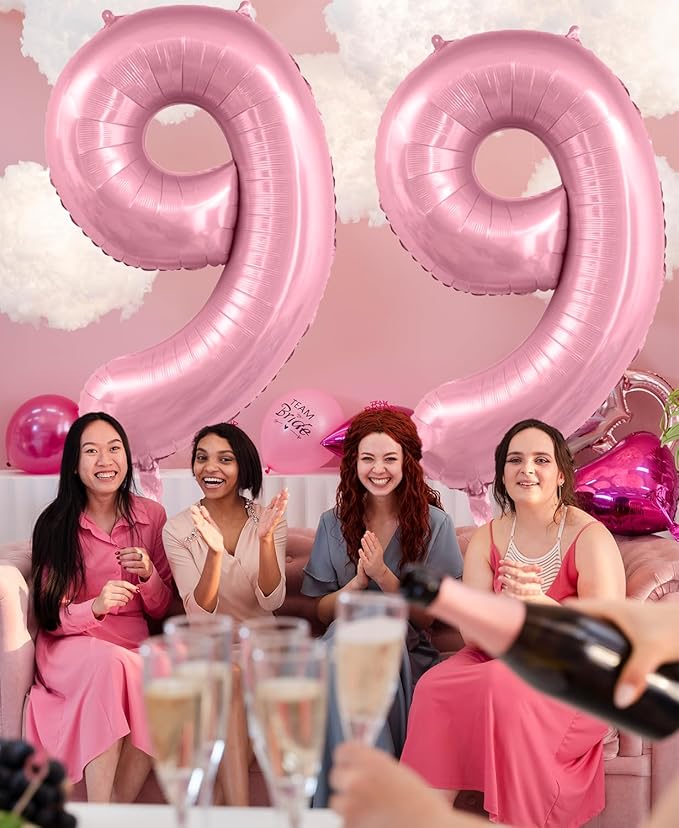 Pastel Pink 7 Balloons, 40 Inch Large Light Pink Foil Number Balloons 0-10, Self-Sealing 7th Birthday Balloon for Girls Women Anniversary Baby Shower Princess Party Decorations Supplies