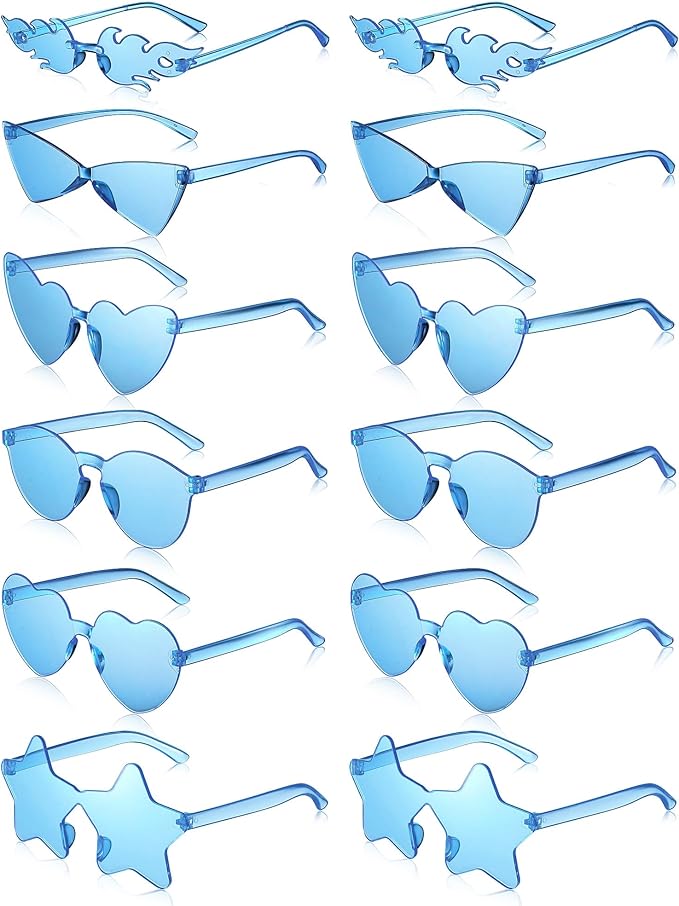 Kanayu 12 Pcs Mixed Style Rimless Sunglasses Retro Party Favors Eyewear for Bachelor Party Photoshoot Costume Accessories