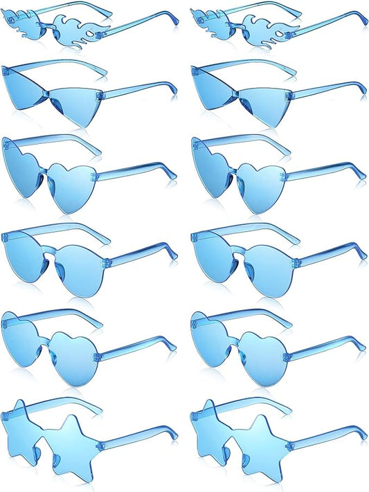 Kanayu 12 Pcs Mixed Style Rimless Sunglasses Retro Party Favors Eyewear for Bachelor Party Photoshoot Costume Accessories