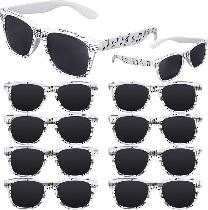12 Pcs Music Notes Sunglasses Funny Photo Props Decoration Staff Music Themed Sunglasses for Adult Novelty Gifts for Musical Lovers Birthday Supplies
