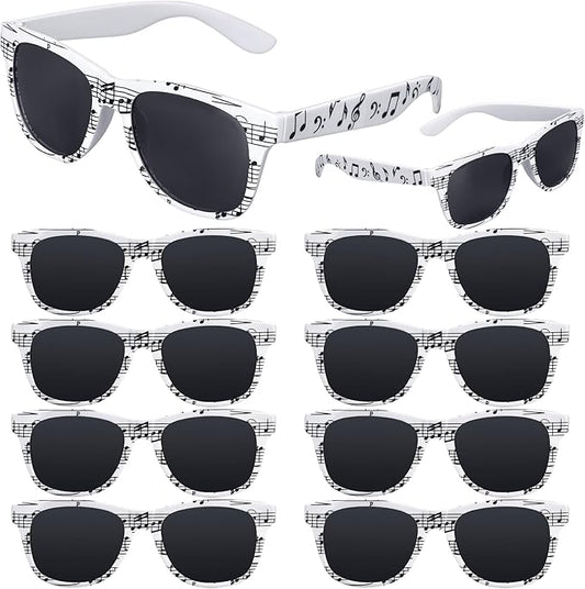 12 Pcs Music Notes Sunglasses Funny Photo Props Decoration Staff Music Themed Sunglasses for Adult Novelty Gifts for Musical Lovers Birthday Supplies