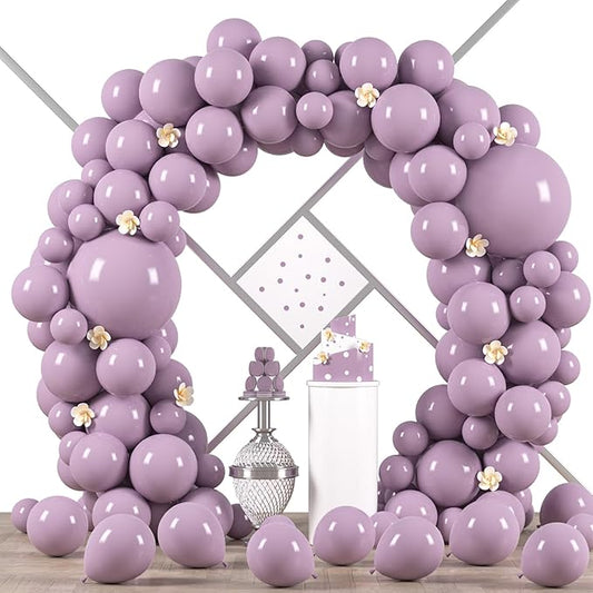 Voircoloria 90pack Lilac Balloons Different Size 18/12/10/5 Inch Lilac Balloon Garland Arch Kit for Graduation, Wedding, Birthday, Princess Theme Party, Baby Shower, Anniversary Party Decorations
