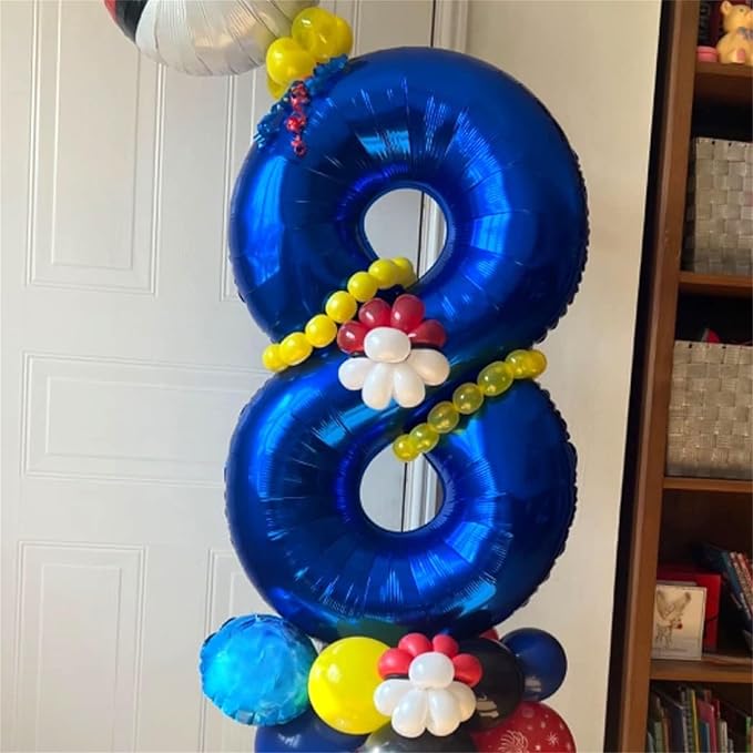 Navy Blue Number 6 Balloon, 40In Large Royal Blue Foil Number Balloons Set 0-9 for Men, Self Inflating Dark Blue Digital 6 Helium Balloon for Boys 6th Birthday Anniversary Party Decoration Supplies