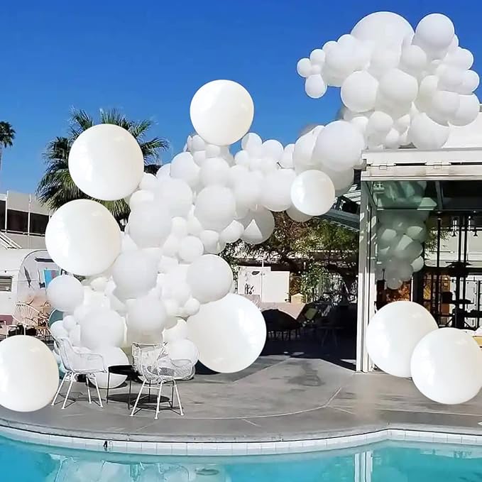 110pcs White Balloons 12 inch, White Latex Balloons Globos Blancos for Wedding Engagement Bridal Shower Birthday Party Decorations. (with 2 Ribbons).