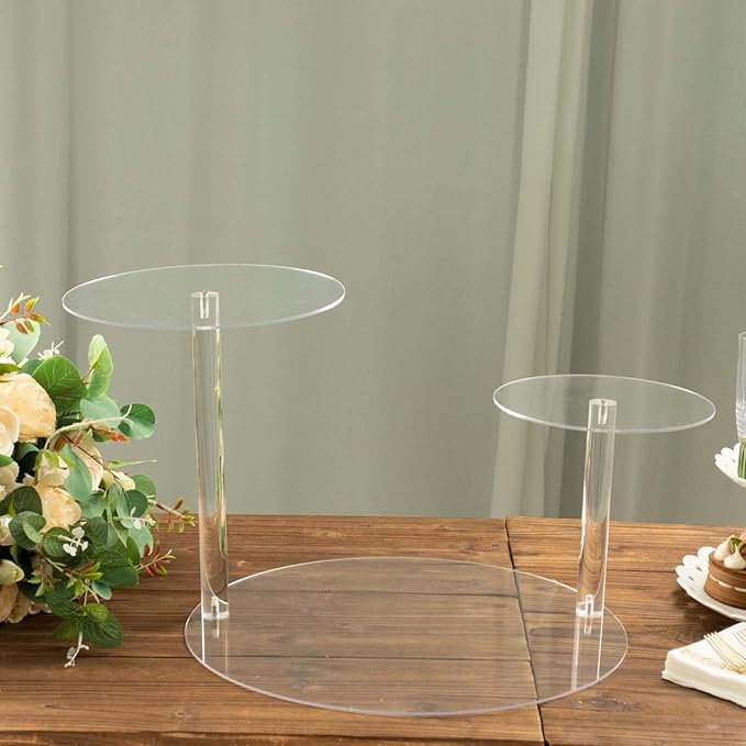 Efavormart 23" Clear 3-Tier Plastic Spiral Pedestal Dessert Display Riser, Round Cupcake Cake Stand