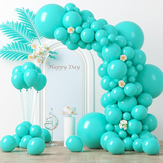 Voircoloria 130pcs Teal Balloons Different Sizes 18" 12" 10" 5" Turquoise Blue Balloons for Boys Girls Baby Shower Wedding Anniversary Graduation Engagements Birthday Party Decorations