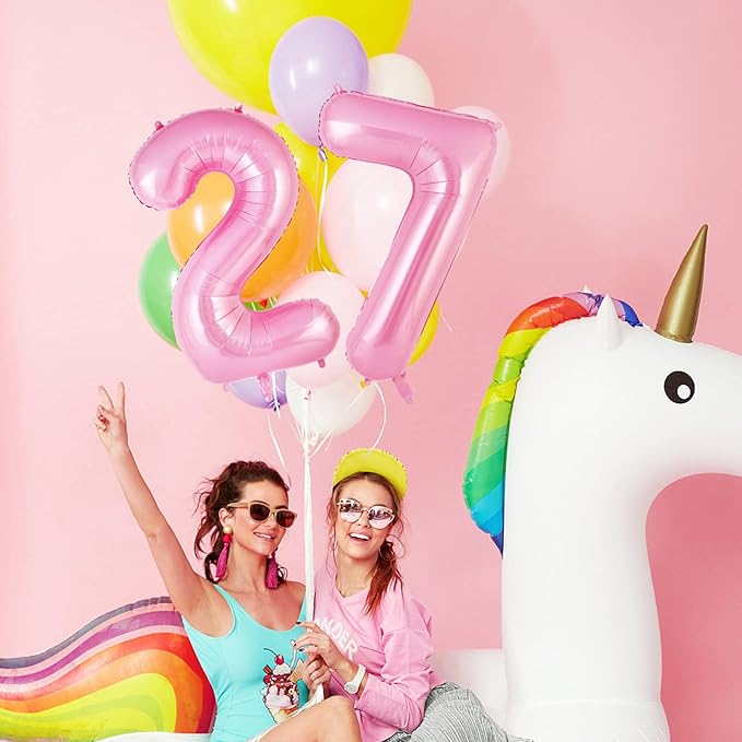 Pink Number 7 Balloon 40 Inch, Big Large Foil Helium Number Balloons, Jumbo Giant Mylar Number 7 Balloons for 7 Year Old Birthday Party Decorations Supplies Anniversary Celebration