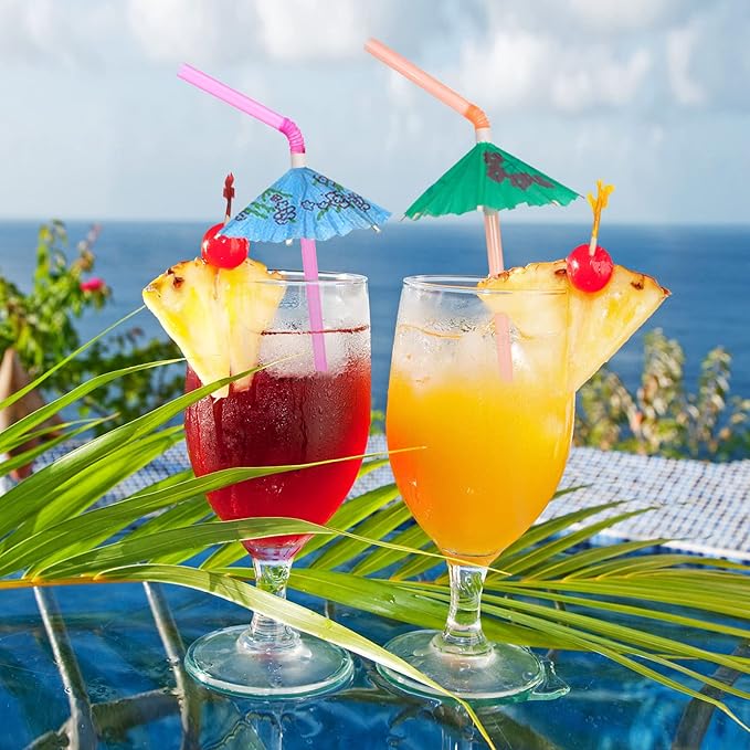BLUE TOP 100pcs Umbrella Drink Straws 9.45 Inch Assorted Colors, Fancy Mini Paper Umbrella Drink for Cocktail,Milkshake,Juice,Great for Valentine's Day Beach Party,Hawaiian Party,Luau Party,Bar