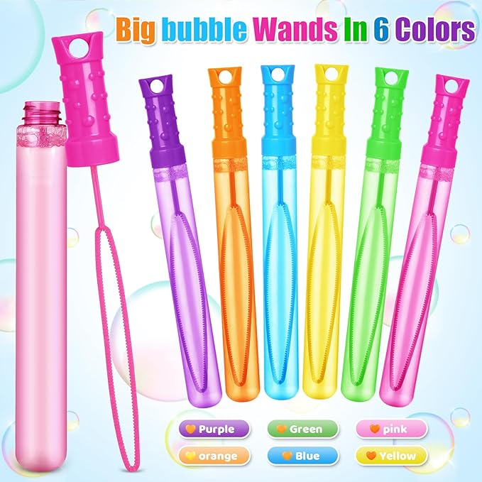 Bubble Wand, 72 Pcs Bubble Wands Bulk in 6 Colors, Bubble Party Favors for Kids, Summer Toys, Indoor Outdoor Activity, Themed Birthday, Wedding, for Girls & Boys