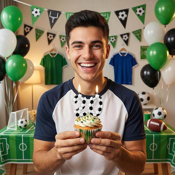 Soccer Number 0 Birthday Candle, Birthday Candle Sport-Theme Cake Topper, Soccer Theme Party Decorations for Boys Girls, Party Supplies Birthday Gifts