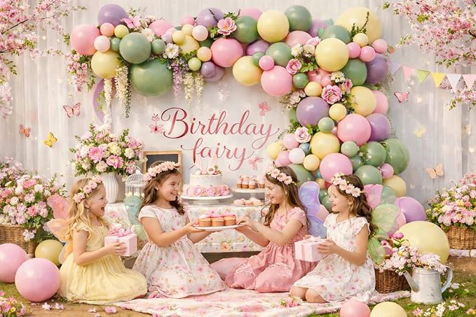 Dusty Green Pink Yellow Purple Balloon Arch Kit for Wildflower Baby In Bloom Baby Shower Girls Birthday Love in Bloom Bridal Shower Boho Garden Boho Tea Party Decoration