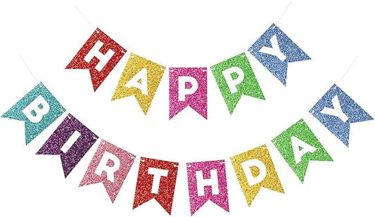 Colorful Happy Birthday Banner Birthday Sign for Backdrop Happy Birthday Decorations for Kids Birthday Party Supplies Wall Door Garland Bunting Banner