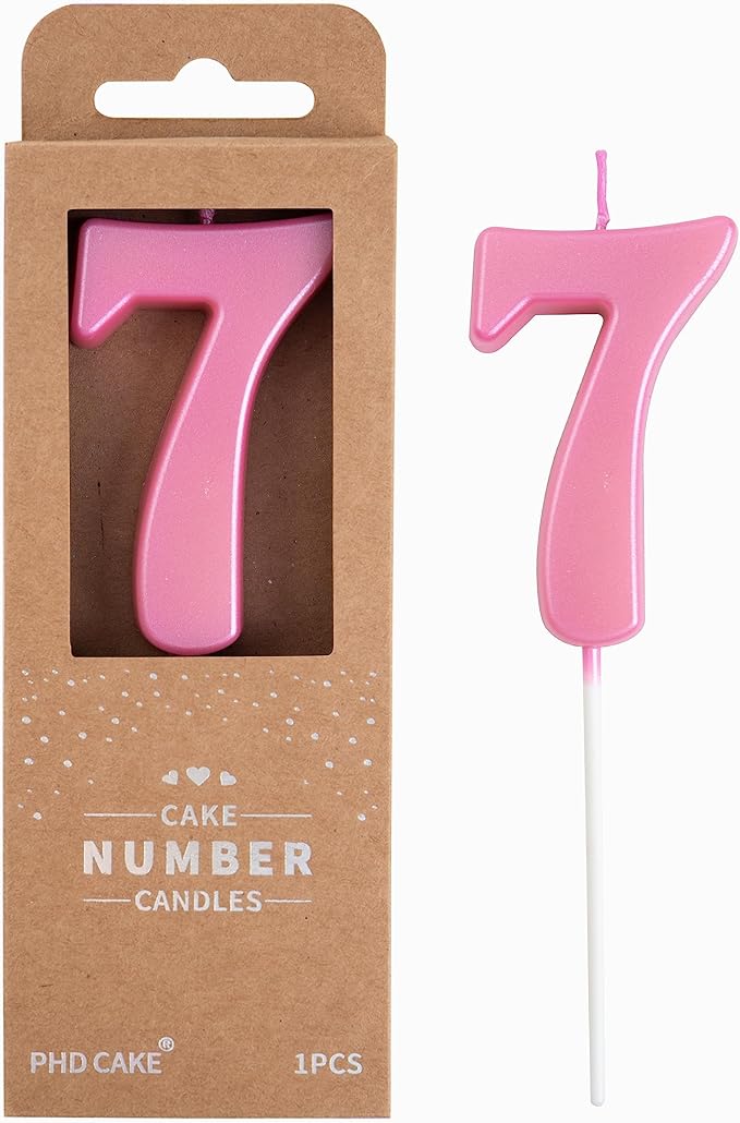 Modern Pink 7 Number Candle by PHD CAKE