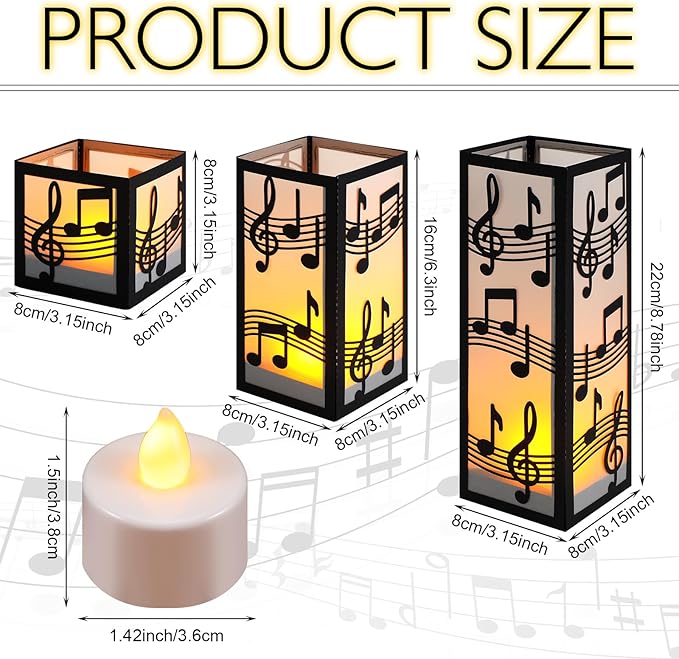 Rossesay 24 Pcs Music Centerpieces for Table 3 Size Music Note Paper Lantern Boxes Table Ideas Decorations for Musical Room Party Decorations Wedding Birthday (Classic)