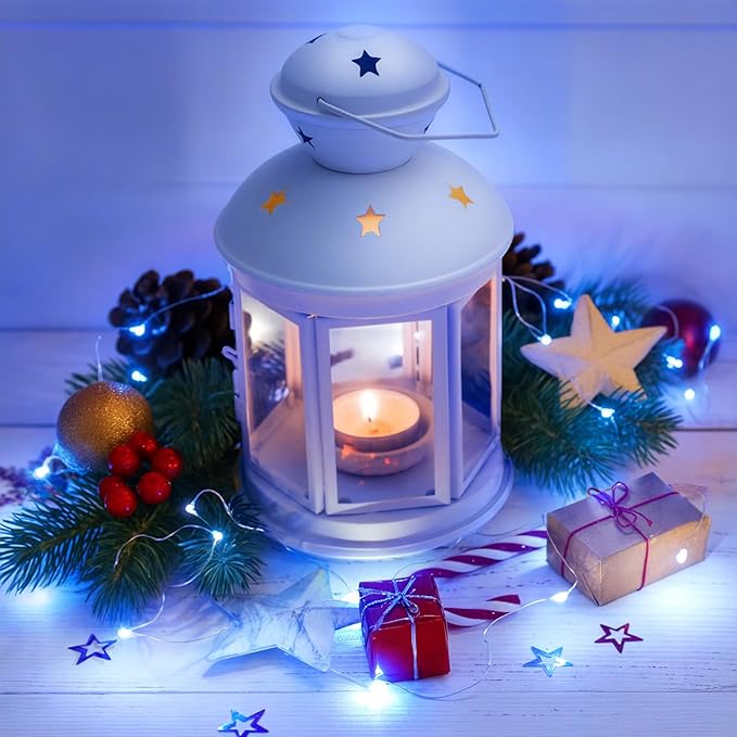 Lakumu 12-Pack Fairy Lights, 7FT 20 LED Battery Operated String Lights, Waterproof Silver Wire Firefly Lights, Blue for Mason Jars DIY Bedroom Wedding Party Centerpiece Table Decor