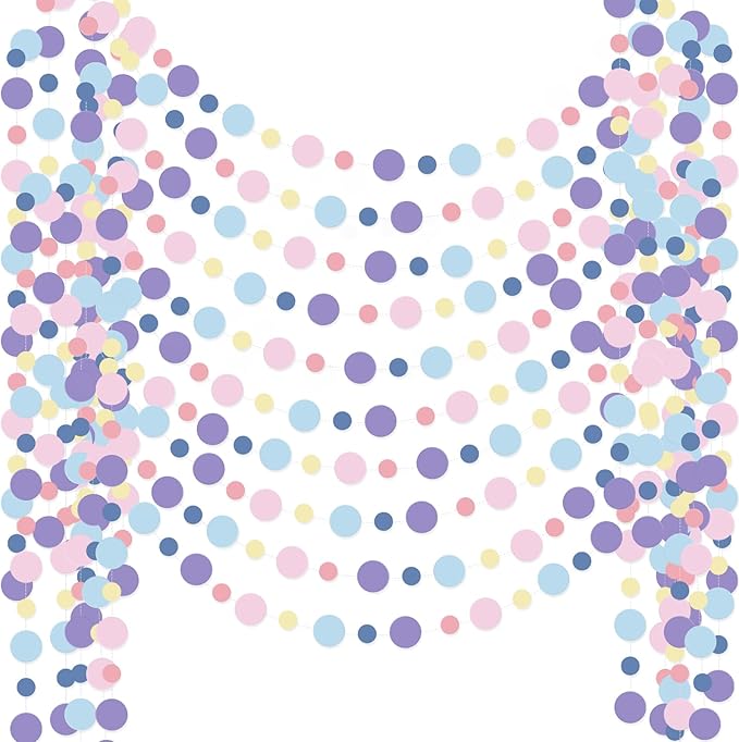 Outus 10 Pieces Colorful Circle Garland Banner Hanging Paper Dot Decorations for Classroom, Birthday Party, Baby Shower, Wedding Backdrop & Photo Booth Graduation Decor (Rainbow Color)