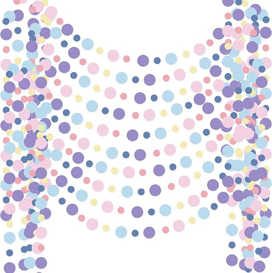 Outus 10 Pieces Colorful Circle Garland Banner Hanging Paper Dot Decorations for Classroom, Birthday Party, Baby Shower, Wedding Backdrop & Photo Booth Graduation Decor (Rainbow Color)