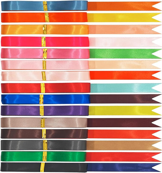 3/8 Ribbon, Double Faced Satin Ribbon, Two Tone Fabric Ribbon for Gift Wrapping, Flower Bouquet, Bow, Hair, Wedding, DIY Crafts, Christmas, Party Decorations, 15 Sets 2 Yards Each, 30 Yards Total
