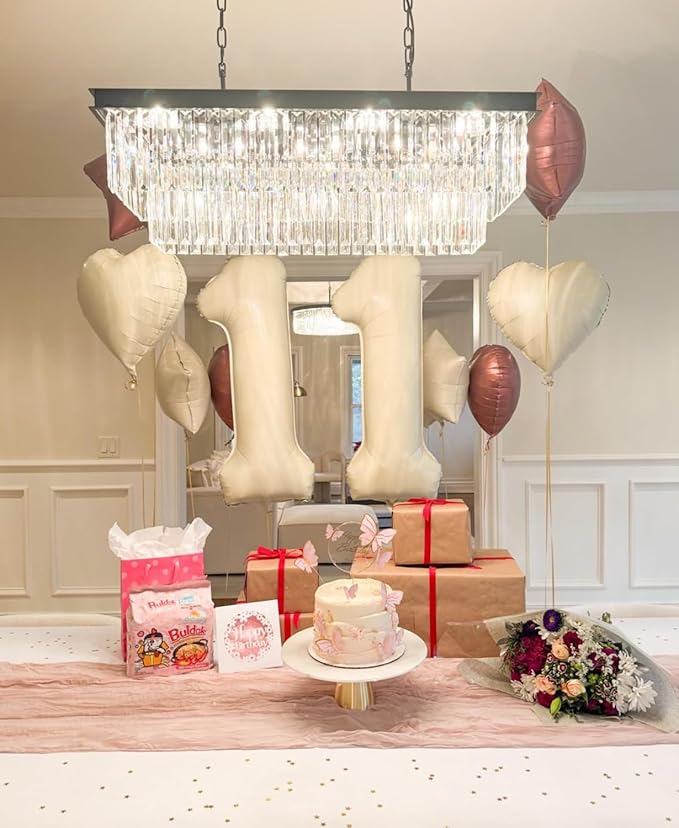 40 Inch Beige Number 1 Balloon for 1st Birthday Decorations Boys Girls, Large Self Inflating Cream Foil Number 0-9 White Sand 1 Balloons for Women Men Party Anniversary Supplies Baby Shower